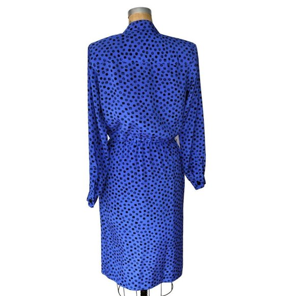 Vintage 80s Blue Collared Secretary Cinched Dress Liz Claiborne - Picture 3 of 4